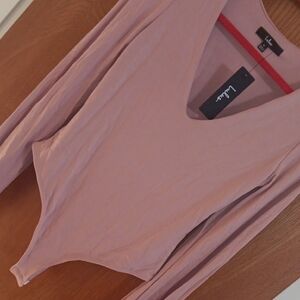 Lulu's Dusty Pink V-Neck Bodysuit